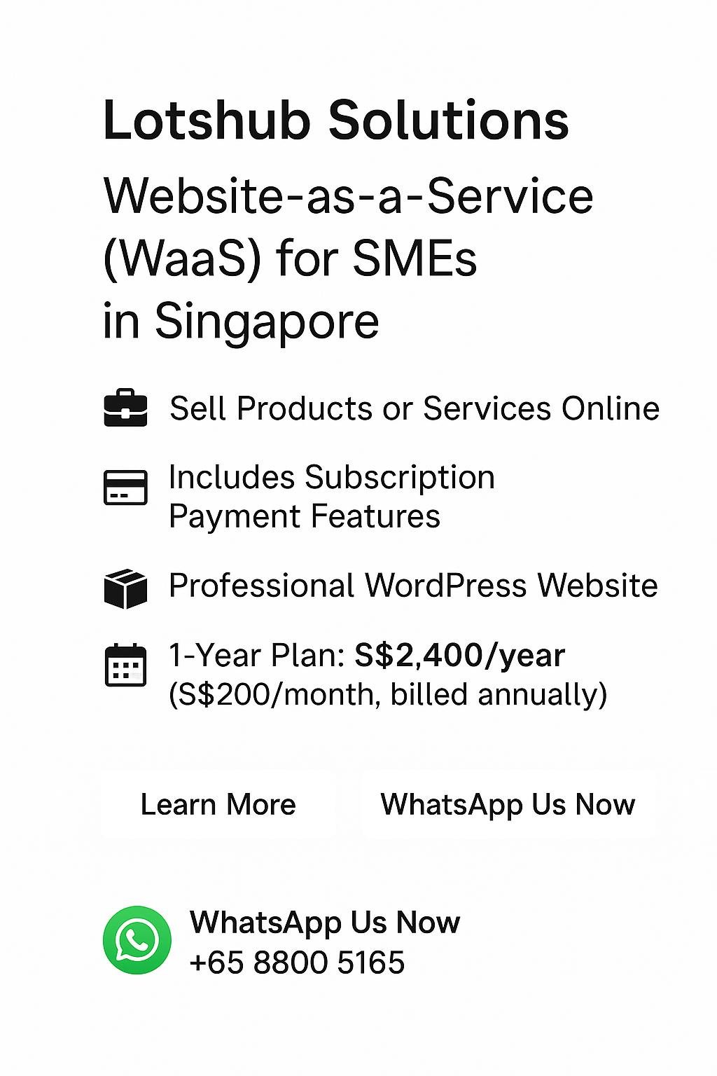 LotsHub Solutions Website-as-a-Service (WaaS) for SMEs in Singapore